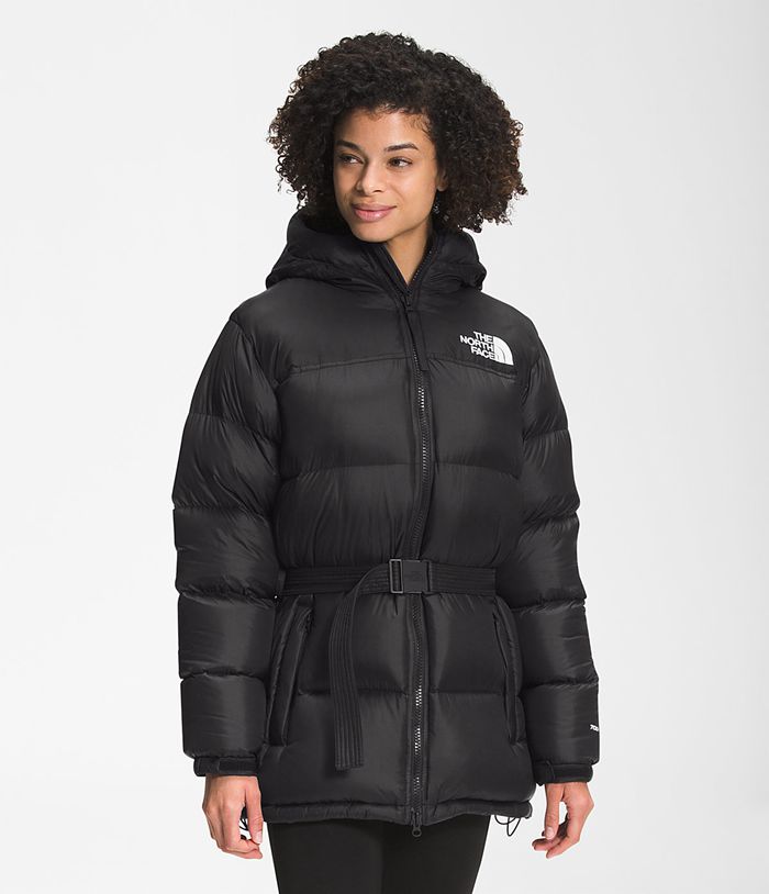 The North Face Womens Puffer Jacket Nuptse Belted Mid 821MSJUBL - Black